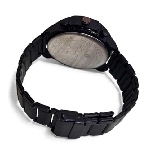 Image of Modern Armor Chronograph Wrist Watch for Men | Heavy Dial Stylish Analog Watch | Premium Black Metal Strap | Available in Black & White Dial inch