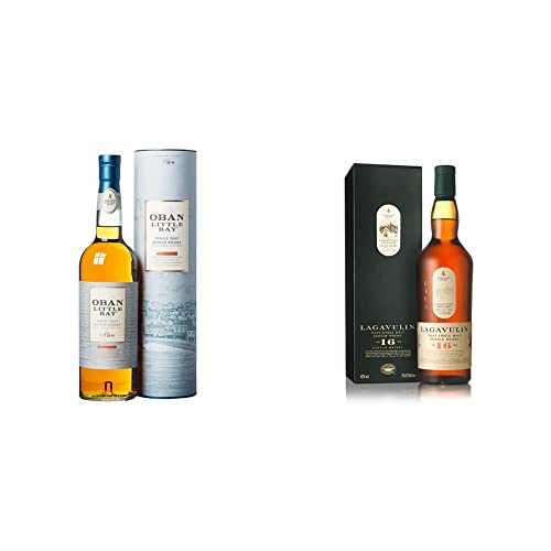 Oban Little Bay, Highland Single Malt Whisky Scozzese 700 ml & Lagavulin 16 Anni Scotch Single Malt Whisky con Astuccio 700 ml