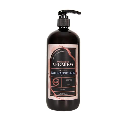 VEGAIROA - No Orange Plex Champú - Neutraliza los Tonos Naranjas - Hidratación Profunda - Para Rubios Oscuros o Castaños - Sin parabenos - Peluquería Profesional Vegana - 1000ml
