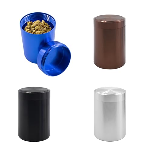 QoTang 4 Boîtes de Rangement en Aluminium avec Couvercles, Mini Contenants Métalliques Hermétiques, Pots de Conservation Multi-Usages pour Herbes, Sucre,...