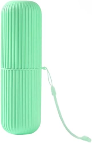 Porta Escova de Dentes com Tampa Estojo de Viagem Necessaire Portátil com Design Canelado Alça de Pulso e Alta Durabilidade Verde Original