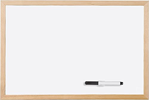 Whiteboard, trocken abwischbar, mit Holzrahmen und Marker, 40 x...