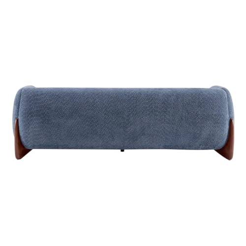 Image of Upholstered 3 Seater Sofa Three Seater Sofa with Wooden Legs for Living Room Hotels & Offices (3 Seater Blue)