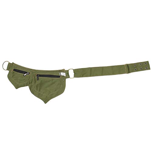 Image of Cotton two Leaf Pocket Waist Belt-Sage