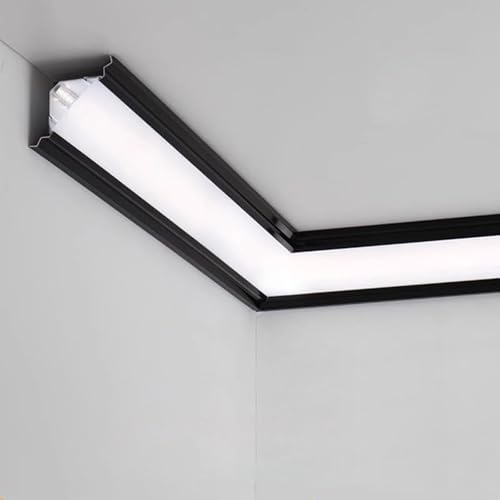 LED Ceiling Crown Molding with Diffuser Track for Indirect Lighting, 25ft Indoor LED Strip Light Channel for Living Room, Basement, Hotel, Hallway (White)