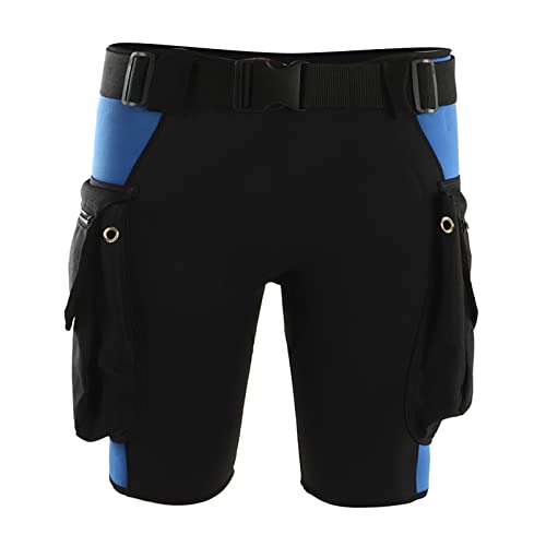 NDNCZDHC Swimming Snorkeling Diving Shorts with Pockets Stainless Steel Air Drain Port Surfing Diving Short Pants(S)