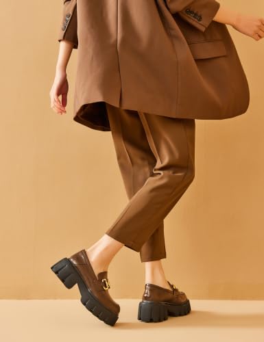 Image of BEAU TODAY Chunky Loafers Women,Platform Loafers for Women,Lug Sole Slip On Leather Classic Penny Shoes,Comfortable Office Work Business Casual Dress Shoes
