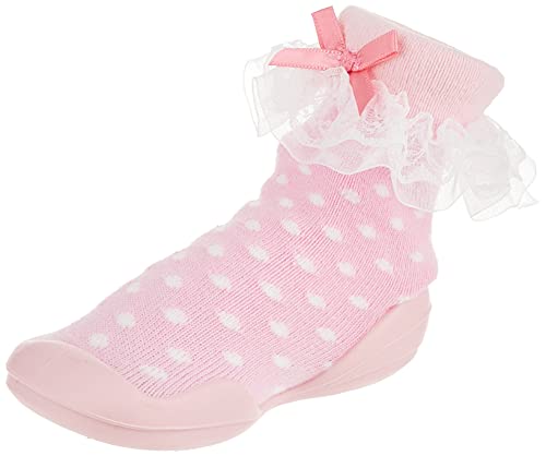 Nuby Snekz Comfortable Rubber Sole Sock Shoes for First Steps- Pink Polka Dots/Small 7-14 Months Nuby Snekz Comfortable Rubber Sole Sock Shoes for First Steps- Pink Polka Dots/Small 7-14 Months