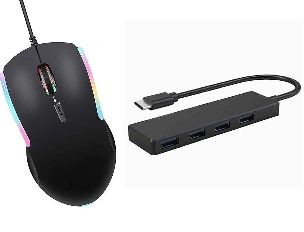 Image of ENTWINO Gamer-Gaming Mouse Wired with C Type Hub, 4 USB Ports 2.0 Combo Set