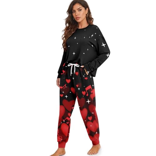 Image of Women's Pajamas Set Soft 2 Piece Loungewear Long Sleeve Pj Set Matching Sleepwear with Pockets for Women Plus Size