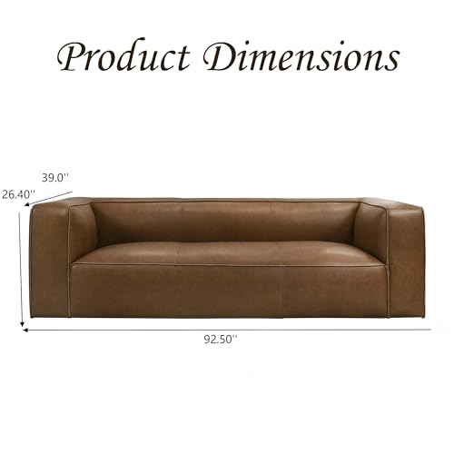 Image of Leather Sofa, 92.5 inch, Modern, Vintage, Luxury, for Living Room, Home Seating | 2026 New Luxury Curved Leather Sofa for Living Room, Soft Comfort Luxury Sofa with Vintage Leather Character, Home Seating