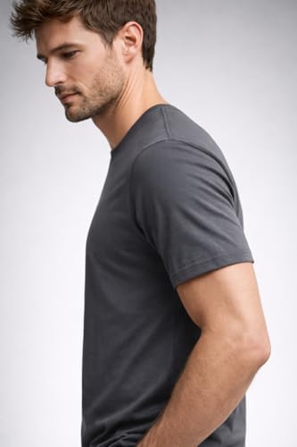Image of Mens T Shirt Premium Cotton Slim Fit Crew Neck Short Sleeve Casual Basic Tee Soft Breathable Everyday Essential