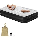 Matelas Gonflable 2 Personnes avec Pompe Électrique Intégrée   Lit Gonflable 197 x 152 x 40 cm   Surface Entièrement Flockée Douce   Matelas de Camping Pliable Idéal pour Invités, Voyage et Maison