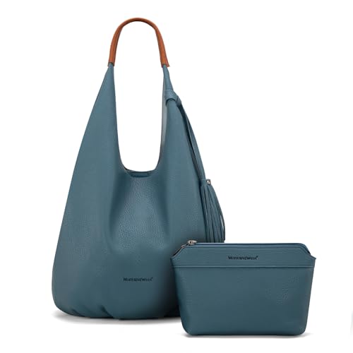Image of Montana West Hobo Bags for Women Slouchy Handbags 2PCS Tassels Shoulder Bag with Comestic Bag