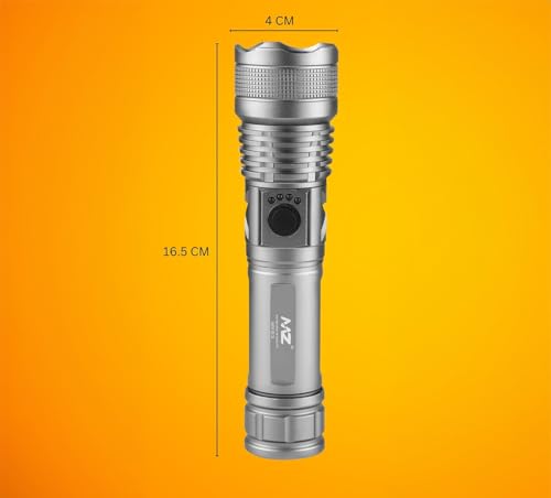 Image of MZ M983 (Rechargeable LED Metal Torch) Zoomable 5 Modes Flashlight, Super Bright 100W Light with 1200mAh Battery