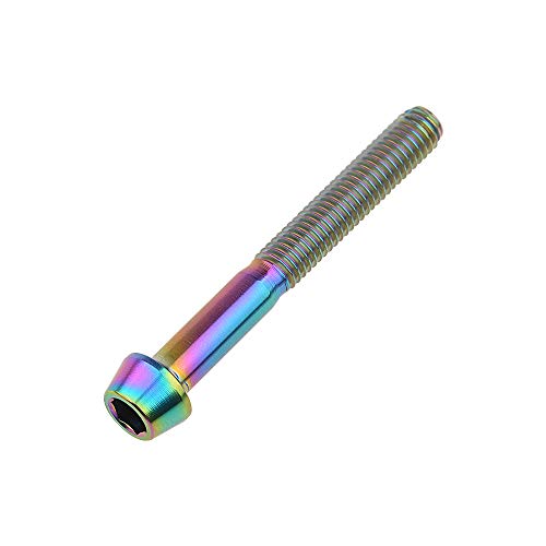 Image of Titanium Ti Bolt M5x9 16 18 20 25 30 35 40 45 50 55 60mm Tapered Head Screws Pack of 4 (M5x40mm, Ranibow)