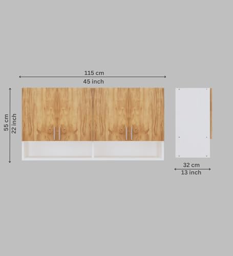Image of SPECIALITY PANELS 4 Door Modular Wall Mounted Kitchen Cabinet with Organizer Shelf Space Saving Storage Unit Durable Engineered Wood Cupboard for Kitchen Living Room Utility Organizer Furniture