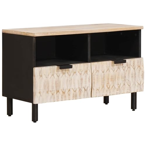 vidaXL Mueble de TV con cajón Acabado de Lavado 70 x 33,5 x 46 cm, Gabinete de TV Moderno, Almacenamiento Rectangular de Mango para la Sala, Unidad Multimedia Funcional y Centro de Entretenimiento co