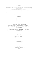Dionigi Areopagita. Nomi Divini, Teologia Mistica, Epistole: La Versione Siriaca Di Sergio Di Res'ayna (VI Secolo). T. 9042930829 Book Cover