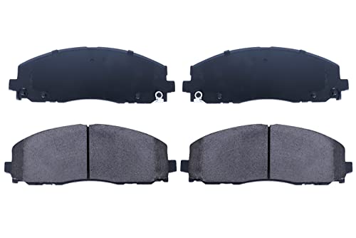 Image of Front Brake Pads D1589 Ceramic Set Replacement with Hardware for Chrysler Pacifica, Town & Country, Voyager; Dodge Grand Caravan, Journey; Jeep Gladiator, Wrangler; Ram C /V; Volkswagen Routan