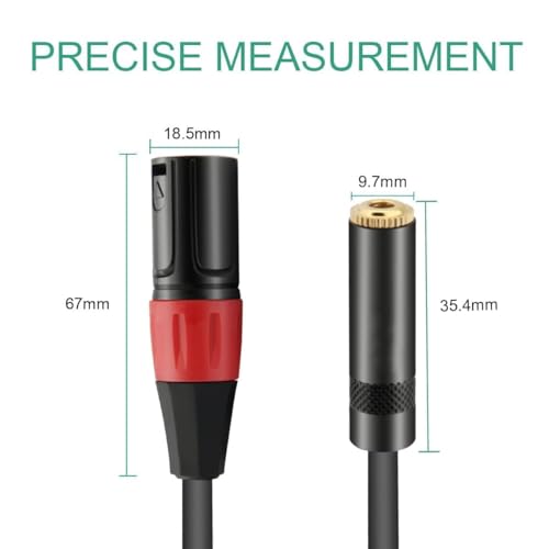 JOMLEY XLR to 3.5mm Adapter, Balanced Stereo Audio Cable - 1/8 Inch Mini Jack Female to XLR Male - 1ft, Black - Image 4