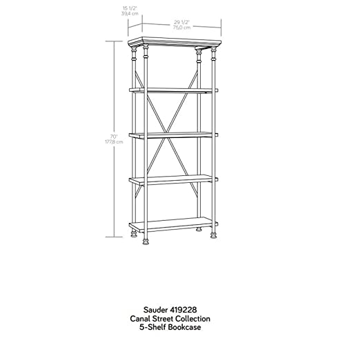 Sauder Canal Street 5-Shelf Bookcase, Northern Oak Finish #TOP2