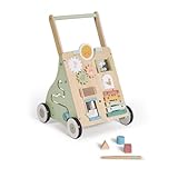 🧸 CARRITO INTERACTIVO DE ACTIVIDAD CON JUGUETES SENSORIALES: Diseñado para caminar pero igual de divertido para jugar. Viene completo con nueve componentes de juguetes distintos, incluyendo puzles de formas, xilófono, espejo giratorio, engranajes de madera, ábaco y otros juguetes sensoriales. Además, incluye cada andador sus bloques de juguetes. 🎶