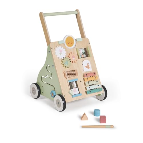 MS BabyWorld – Montessori Maxi – Andador de Madeira para Bebé | Correpé com Brinquedos e Atividades | Para Primeiros Passos | Desde +12 Meses