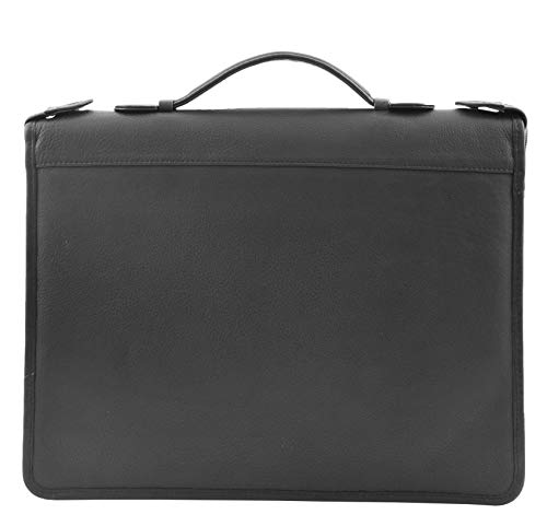 Portefeuille en cuir véritable HLG1089 noir haut de gamme à anneaux et poignée chic