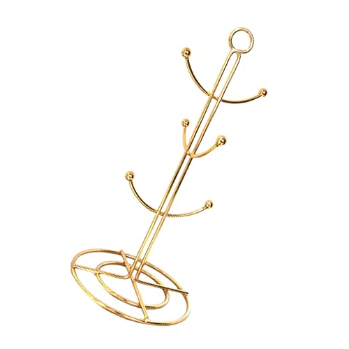ABOOFAN Tree Shape Hanging Cup Holder Golden Glass Cup Shelf Coffee Mug Storage Rack for Easy Drying Decorative Home Organizer Stable Design for Air Drying Cups Bottles