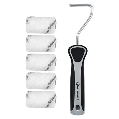 ROLLINGDOG Mini Paint Roller Set 6PCS - Small Mini Roller Sleeves with 2" Roller Frame for Painting Wall, Ceiling Edges and Corners Cover