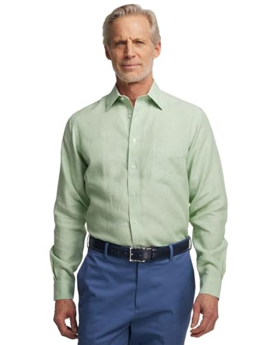 Paul Fredrick Men's Classic Fit Non-Iron Linen Solid Dress Shirt2