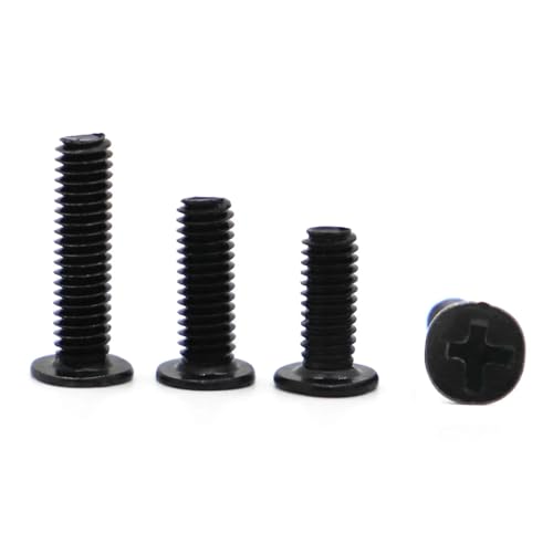 20/50pcs CM M2 M2.5 M3 M4 Black Carbon Steel Cross Ultra Thin Flat Wafer Head Bolt Laptop Screws(10mm,M2 50pcs)