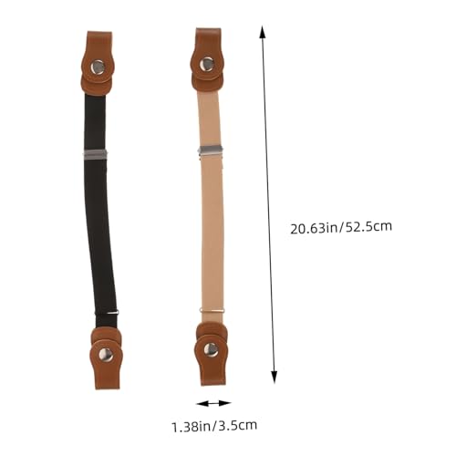 Healifty 2pcs Elastic Waist Belt for Stretchy Buckle Pants Belts for Boys and No Trace Design Comfortable Waistbands in Khaki and Black for Daily Wear and Special Occasions2