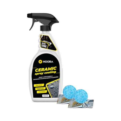 Image of Hoora Ceramic Spray Coating 650ML with 2pcs Windshield Tablets | Deep Mirror Gloss, Hydrophobic Water Beading & Crystal Clear Glass Visibility