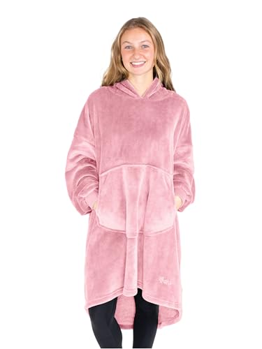 Bare Home Microplush Wearable Blanket with Front Pocket - Soft and Plush - Warm and Cozy - Adult &amp; Kid Sizes (Adult, Light Pink)