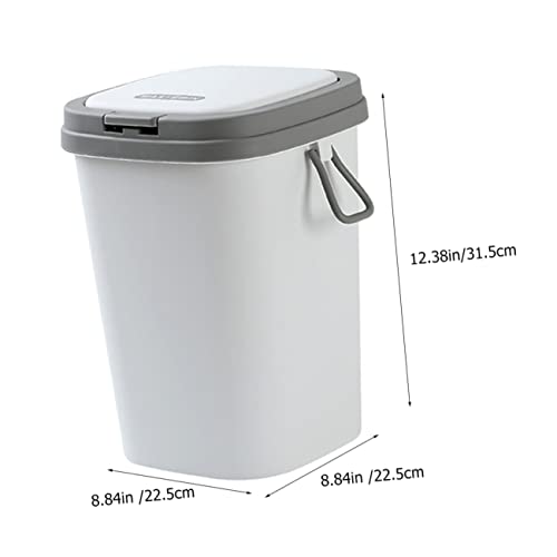 Caneca de basura rectangular con tapa gris claro miniatura 2
