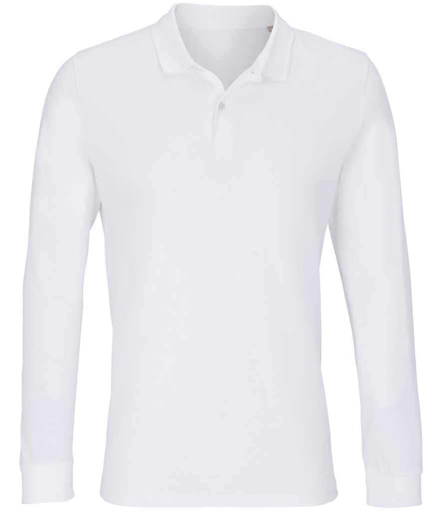 COOZO Planet Long Sleeve Piqué Polo Shirt - White - XL