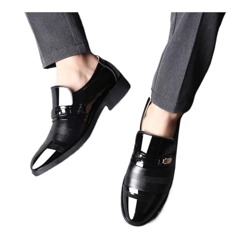 Men's Large Size Leather Casual Shoes Oxfords(Black,9)3