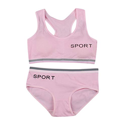 Girls Sports Bra & Underwear Set | Racerback Bralette & Soft Briefs | Breathable Teen Training Vest Top for Active Girl