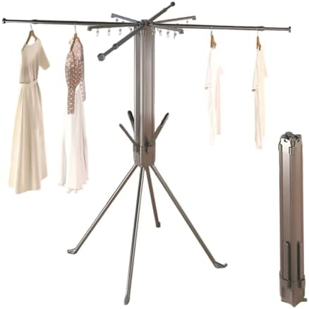 Foldable Clothes Drying Rack, Portable Retractable Drying Stand for Indoor/Outdoor Use, Space-Saving Laundry Rack（White,132cm）