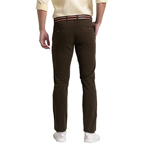 Image of Parx Men's Cotton Blend Rfd Pattern Low Rise Tapered Fit Flat Front Casual Trouser
