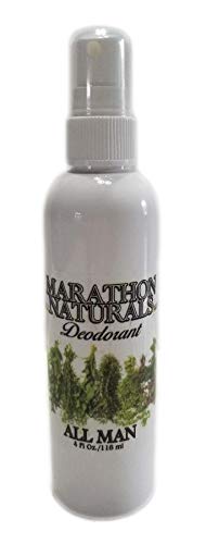 Marathon Naturals Deodorant - Aluminum Free - Alum Free - No Baking Soda - No Parabens - Long Lasting – Organic, Non-GMO Shea Butter - Natural Essential Oils – Spray Mist - 4oz. (All Man)