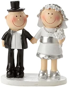Figurine Noces D'Argent - Décoration Gâteau Mariage 8.5cm | Anniversaire 25 Ans Couple Polyrésine