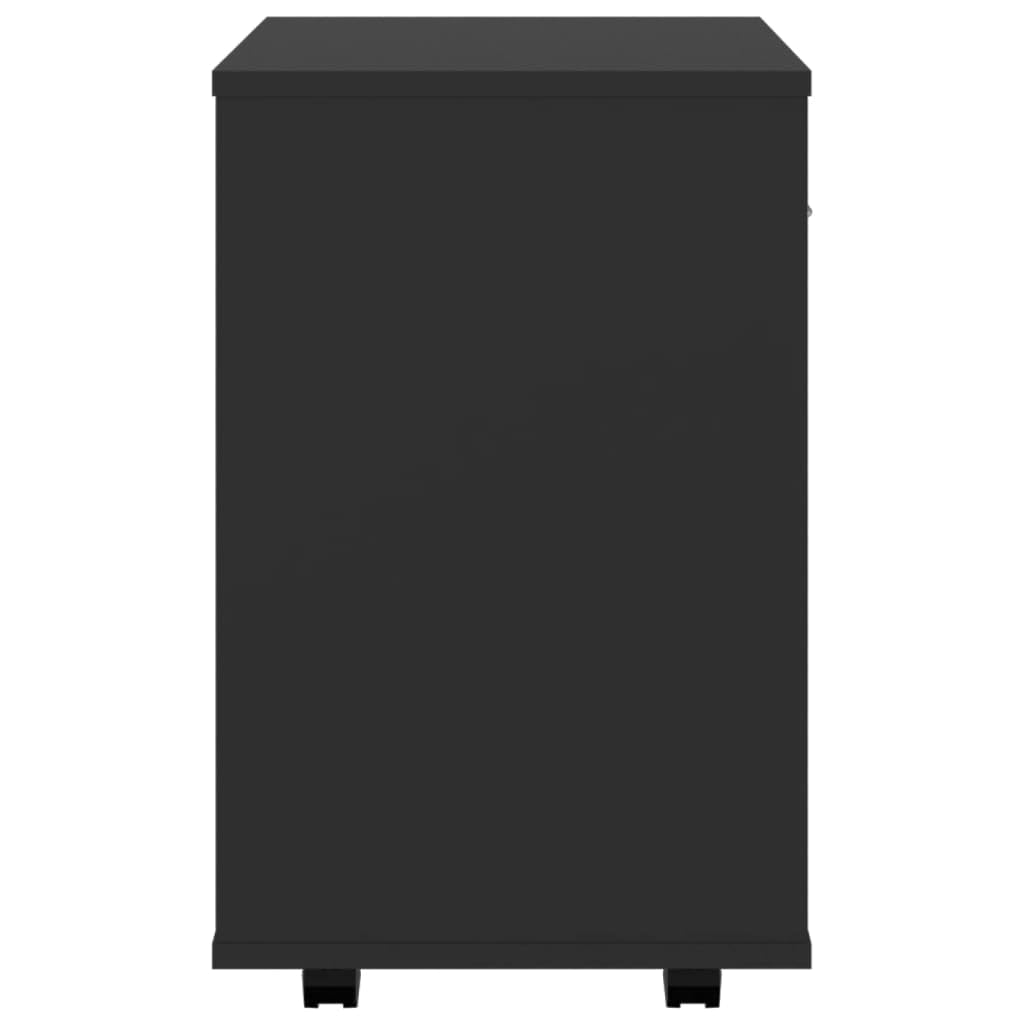 Cassettiera nera 46 x 36 x 59 cm, mobile per stampante in legno, armadio flessibile con 4 ruote, per casa e ufficio