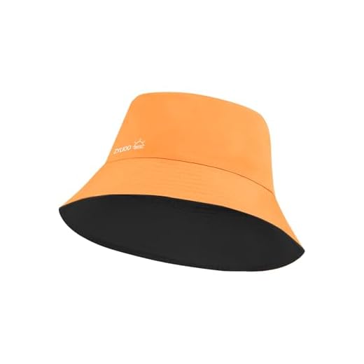 Zylioo L/XL/XXL Bucket Hats Big Head Sun Hat Summer Hat Reversible 2 in 1 Double-Sided Sun Peotection Fishing Hat for Men Women Black-Orange