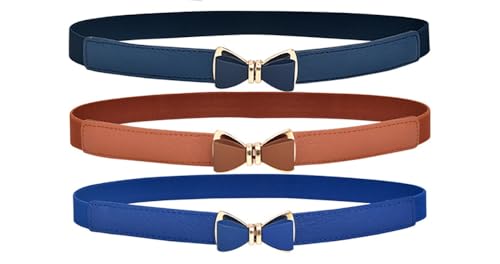 Women's 1" Width Bow Skinny Elastic Waist Belt - Stretchy and Thin4