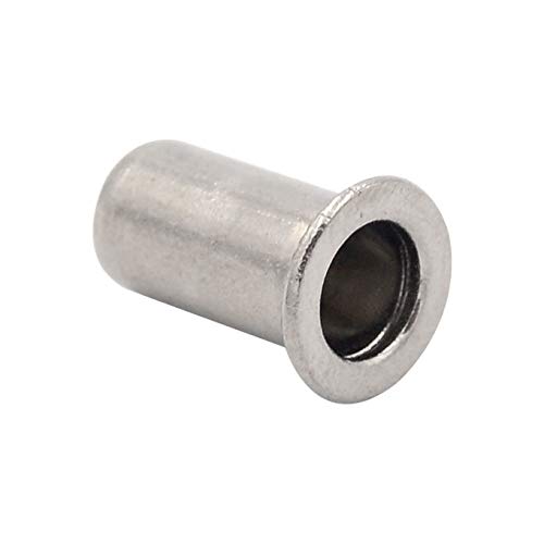 100pcs Stainless Steel Light Body Countersunk Open End Cylinder Rivet Nut Insert (M6)