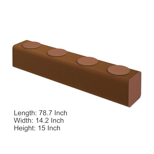 Image of Kraft Paper Rectangle Ottoman - Collapsible Stool with 3 Cushions, 330 lbs Honeycomb Folding Bench, Aesthetic Portable Stool, Entryway Bench & Space-Saving Vanity Seat (Brown, 4 Seats)