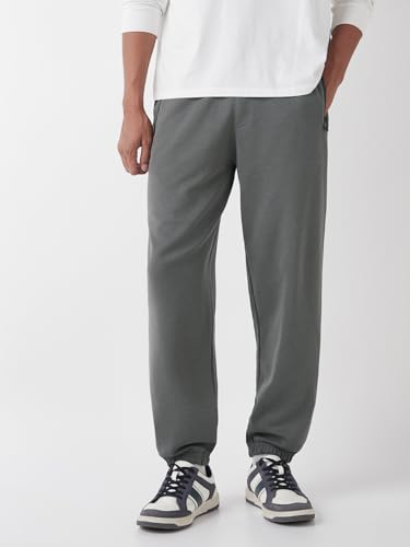 Image of Bewakoof Men's Solid Oversized Fit Cotton Joggers